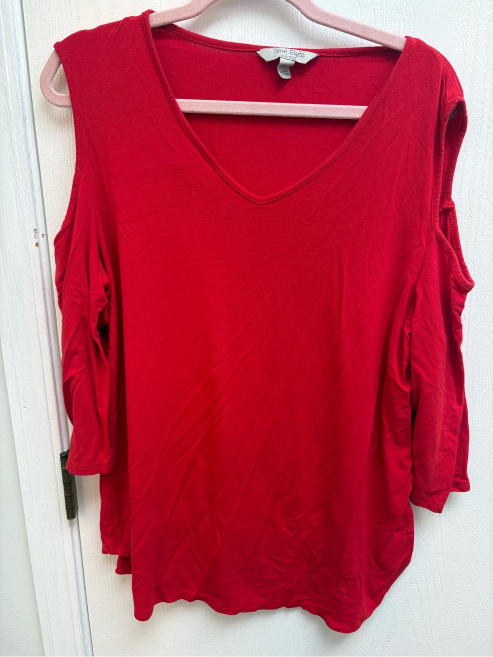 Red Cold-Shoulder V-Neck Tank Top by Nine Eight